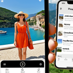 **

Prompt:  A fashionable woman enjoying her personalized vacation, using a mobile app.  The app displays customized outfit suggestions based on her style, destination weather, and travel itinerary.  Emphasis on joy, relaxation, and a seamless, personalized experience.  Background: A beautiful Italian landscape.

**