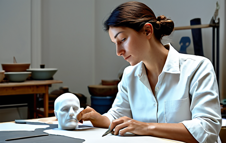 Digital Art and Italian Craftsmanship**
"A skilled artisan in Florence working on a delicate ceramic piece, incorporating a digitally designed 3D model projected via augmented reality. The workshop is filled with natural light, highlighting both traditional tools and modern technology. She is fully clothed in appropriate work attire. Safe for work, appropriate content, professional, modest, perfect anatomy, correct proportions, natural pose, well-formed hands, proper finger count, natural body proportions, professional photography, high quality."
**